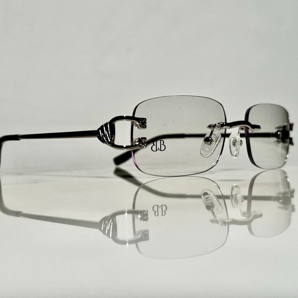 Bonano Venician Rimless Silver Frames Sunglasses Glasses Vintage Designer - Picture 1 of 7
